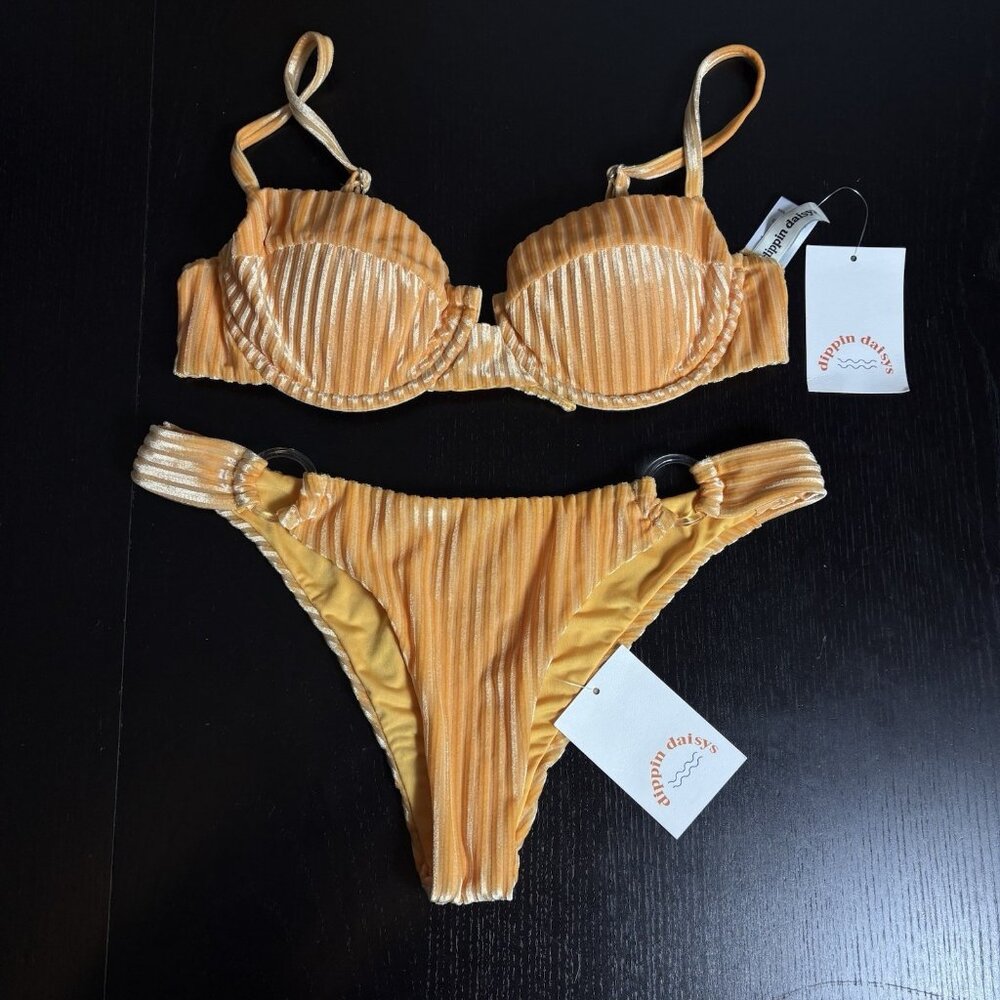 Dippin' Daisy's Gold Ribbed Bikini Set